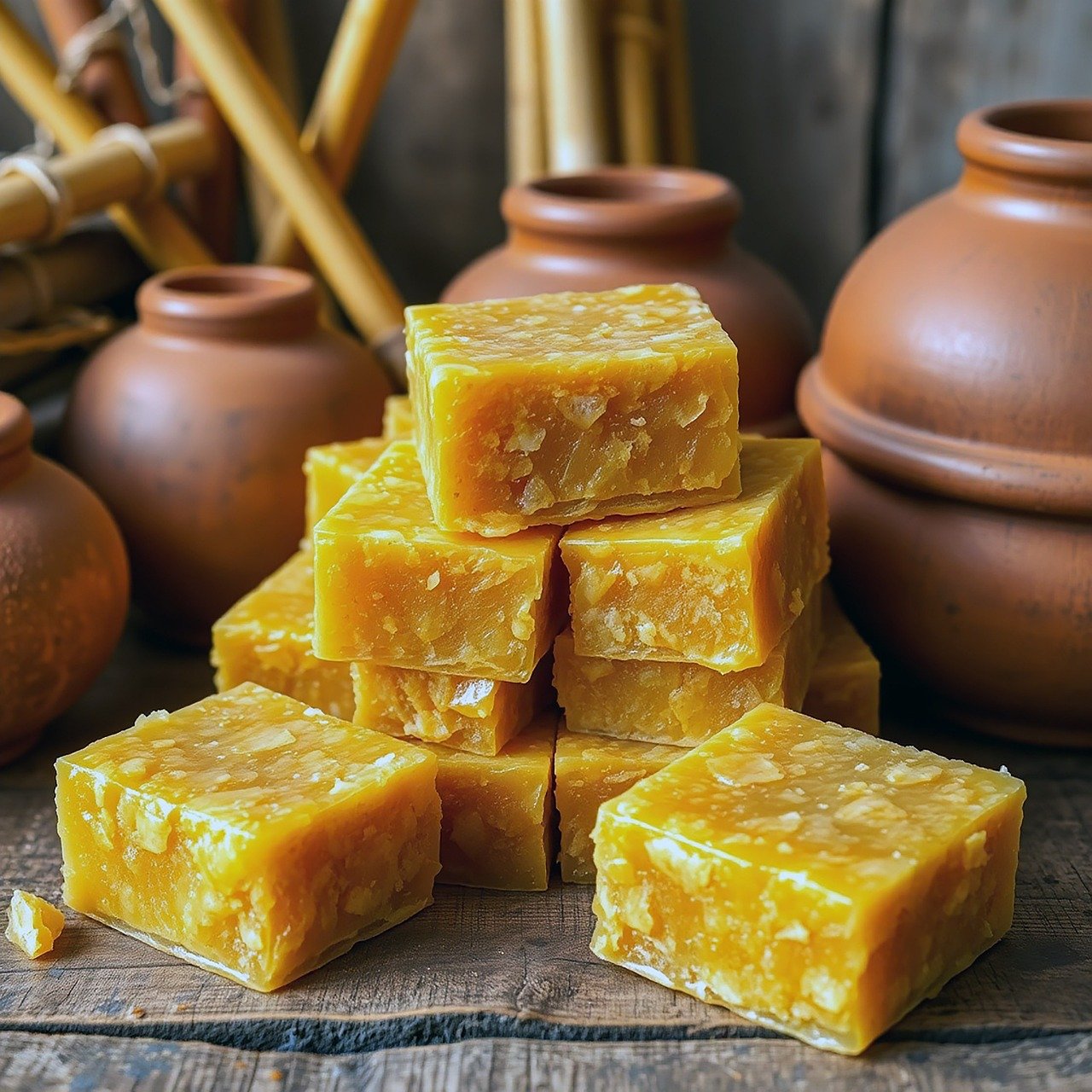 couple cubes of jaggery